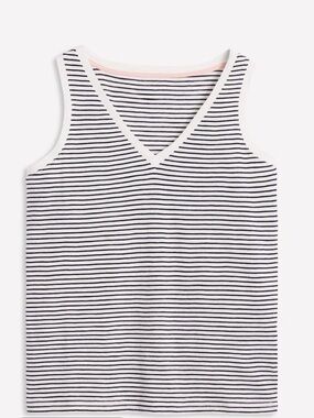 Boden Navy & White Striped V-Neck Tank Top, size large